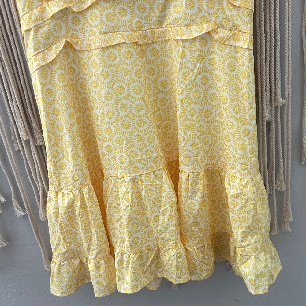 Yellow Floral Ruffle V-Neck Mini Dress - Picture 5 of 6